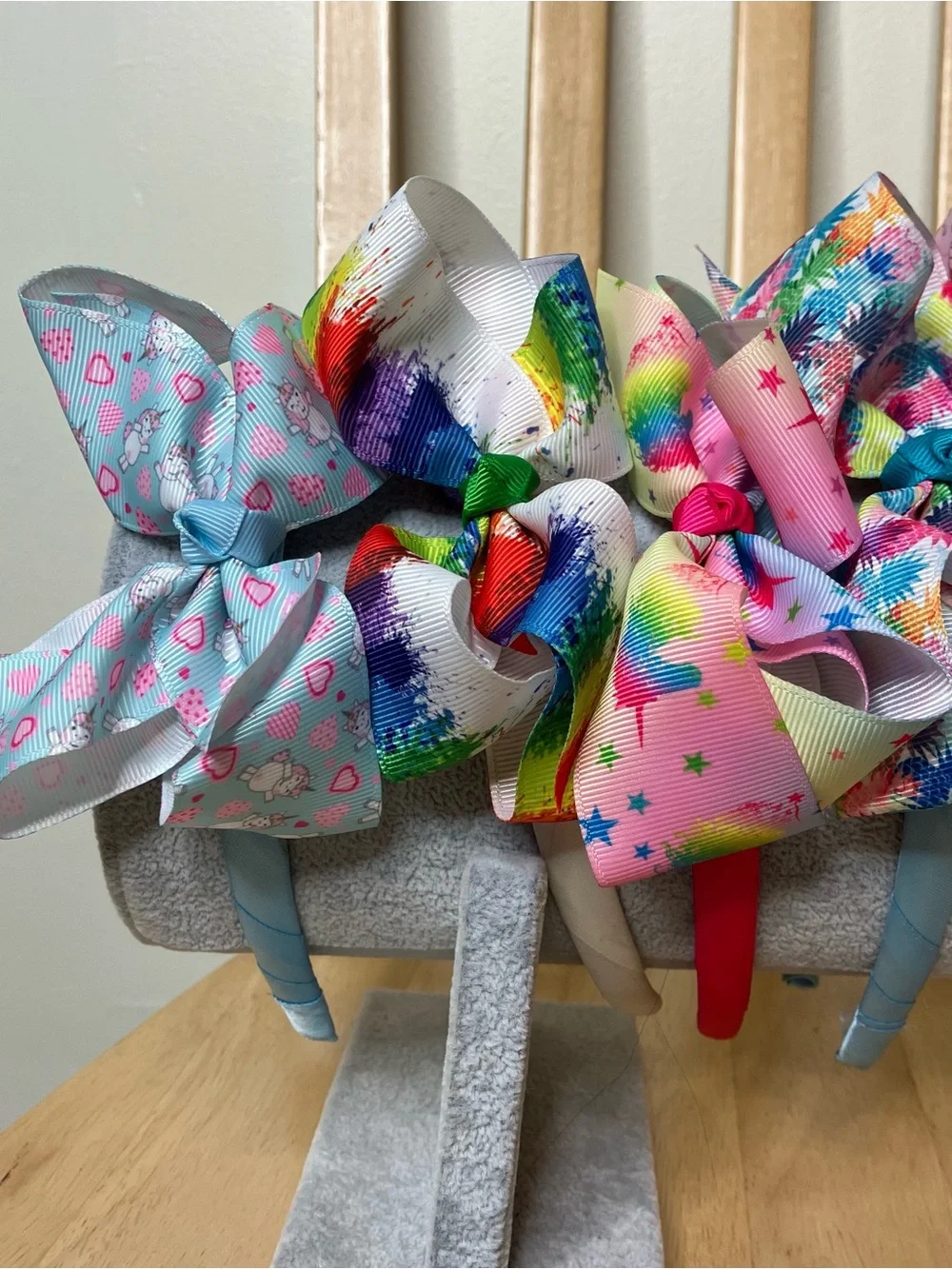 Bundle of girls headbands and headband holder
